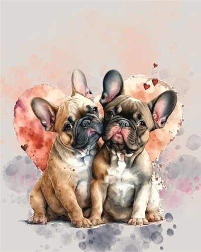 Panel- tkanina na torbę Pieski akwarela