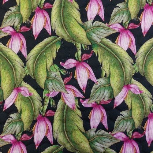 Tkanina wodoodporna drukowana pikowana - Tropikalne kwiaty