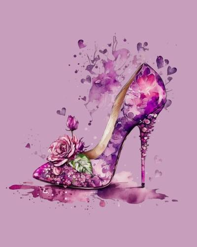 Szpilki fioletowe - panele - tkanina na torbę