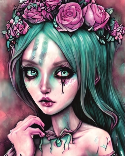 Gotycka dziewczynka zombie - panele - tkanina na torbę