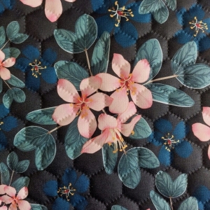 Tkanina wodoodporna drukowana pikowana  -  JAŚMIN