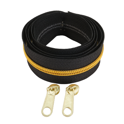 Taśma suwakowa 5mm czarna - złota spirala