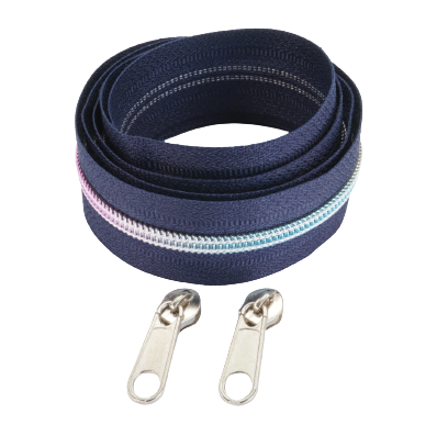 Taśma suwakowa 5mm spiralna granatowa tęczowa spirala