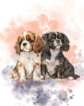 Panel- tkanina na torbę Pieski akwarela Cavalier