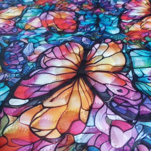 Tkanina wodoodporna drukowana pikowana - Motyle szkiełka