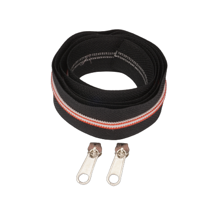 Taśma suwakowa 5mm czarna - biała spirala z czerwoną nitką