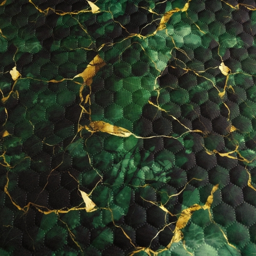 Tkanina wodoodporna drukowana pikowana - Marmur zielony