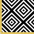 Tkanina Geometria czarno biała romby