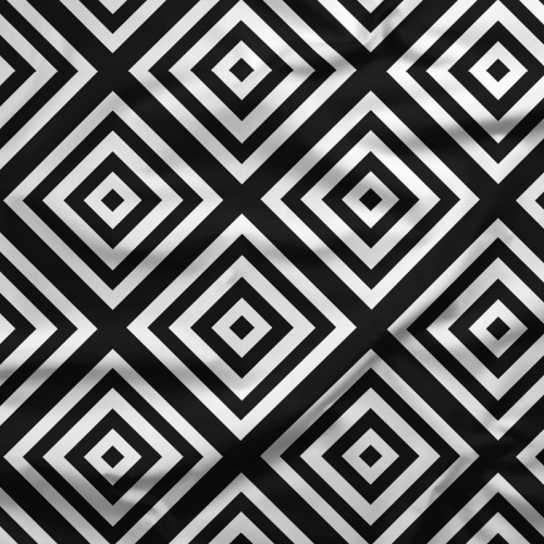 Tkanina Geometria czarno biała romby