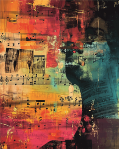 Akwarela nuty  - panel - tkanina na torbę