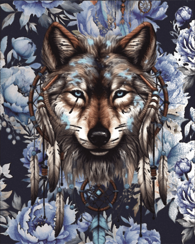 Boho wilk - panel - tkanina na torbę
