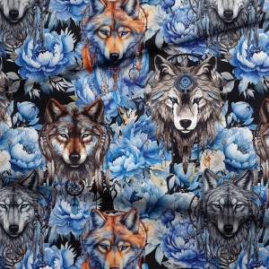 Boho wilki i niebieskie peonie