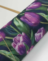 Tkanina wodoodporna drukowana pikowana - Tulipany fioletowe