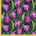 Tkanina wodoodporna drukowana pikowana - Tulipany fioletowe