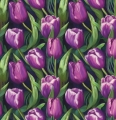 Tkanina wodoodporna drukowana pikowana - Tulipany fioletowe 40x40