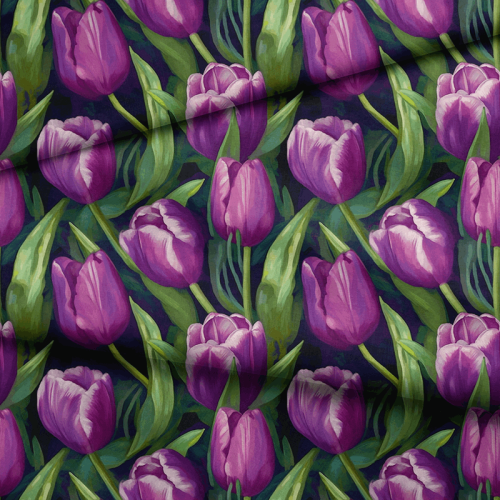 Tkanina Tulipany fioletowe